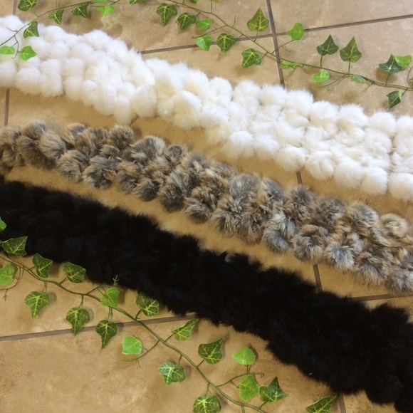 🎀FUR SCARF RABBIT SOFT BALL WRAP LONG FURRY WARM LONG BALLS WINTER MULTI STYLE - Picture 3 of 11